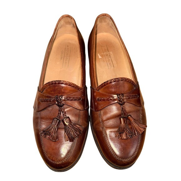 Johnston & Murphy Other - Johnston & Murphy Loafers Mens 8.5W Pre-Owned Brown Tassel Braided Leather Italy